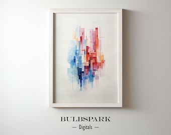 Abstract Watercolor Complexity 1 - Deconstruct Urban Cityscape | High Resolution 300 DPI Image | Instant Digital Download Printable