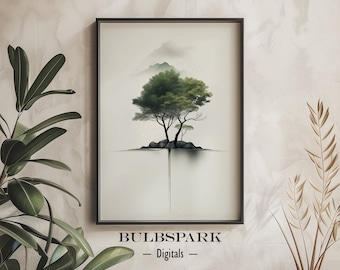 Minimalist Ecosystem #024 - Gradient Green Wall Art - Scene of Nature | High Resolution Images - 300 DPI | PRINTABLE | Bulbspark Digitals