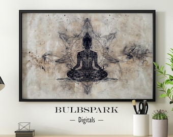 Sacral Meditation - Spiritual Life | Zen Ink Watercolor Art | Ready-to-Print JPEGs - Instant Download | Zen Decor - Spiritual Print
