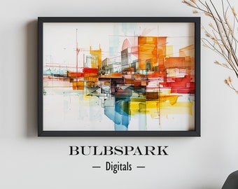 Abstract Watercolor Complexity 40% - Deconstruct Cityscapes V2 | High Printing Quality JPEGs | Instant Download Access - Wall Art Print