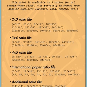 May include: A chart listing different print sizes and ratios for digital prints. The chart includes measurements in inches and centimeters. The text "PRINT SIZES & RATIOS" is at the top of the chart. The text "BULBSPARK - Digitals -" is at the bottom of the chart.