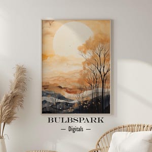Sun of Autumn - Printable Watercolor Art | Landscape & Scenery | 300 DPI Images - Downloadable Print | Wall Art - Minimalistic Painting