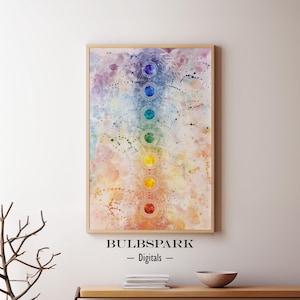 Chakra astratti - Vita spirituale / Stampa acquerello colorata / Immagine ad alta risoluzione 300 DPI - Download digitale istantaneo - Arte murale stampabile