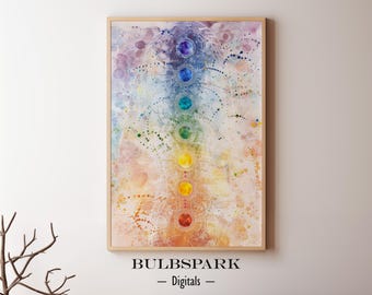 Abstract Chakras - Spiritual Life | Colorful Watercolor Print | High-Res 300 DPI Image - Instant Digital Download - Printable Wall Art