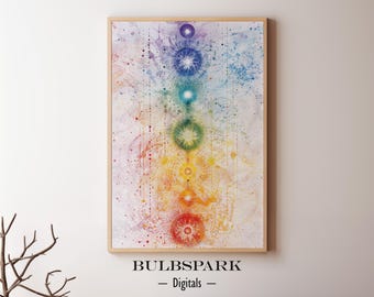 Abstract Chakras #3 - Spiritual Life | Colorful Watercolor - High-Res Print-Ready JPEGs - Instant Spiritual Printable Wall Art | Zen Decor