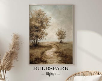 Peaceful Trail - Printable Oil Painting Art | Landscape & Scenery | 300 DPI JPGs - Downloadable Print | Wall Art Print - Minimalist Painting