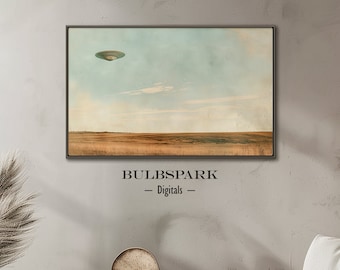 Advanced Saucer | Oil Painting Art - Vintage UFOs | 300 DPI Digital Print | Inspired from Old UFO Images - Printable Bulbspark Digitals Art
