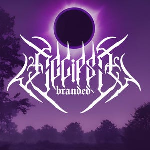 May include: A purple graphic design with the word "Eclipsed" in white, stylized font, and the word "branded" below. The design includes a black circle with a purple halo, and a landscape silhouette.
