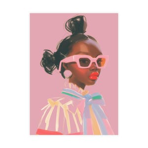 Solena Postcard Set | Guava Blush | Portrait Postcards | Black Girl Art Cards with Envelopes | Set of 10, 30, or 50