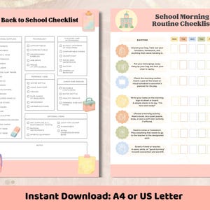 Ready for School Checklist, Printable Kids Routine Chart, Morning Tasks, Back to School Visual Guide, Daily Checklist for Parents, Editable