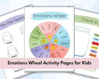 Emotions Wheel for Kids | Color Wheel Emotions | Feelings Wheel | Mood Tracker | Activity Worksheets | Therapy Worksheets | Counseling Kids