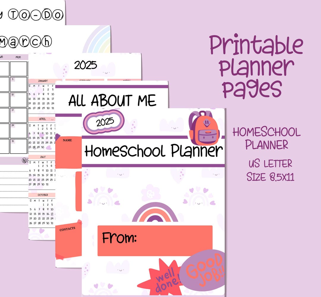 Homeschool Planner Printable 2025 Planner 25 Pages Girls Rainbow ...