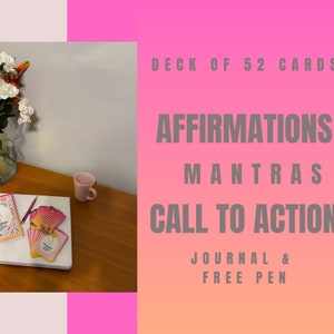 Baralho de 52 cartas, afirmações | Mantras | Chamada à ação | Conjunto de presente em pacote | Orientação semanal e etapas de ação | Cristão, Baseado na Fé