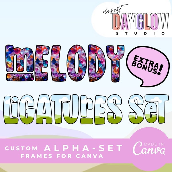 MELODY, Custom Canva Frames, Alphabet and Number Frames For Canva, Editable Canva Template, Digital Template, DIY Digital Download