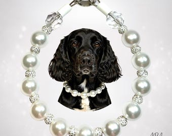 Classic White Pearl Wedding Dog Collar, Statement Pearl Dog Necklace, Silver Rhinestone Jewelry for Medium & Large Breeds