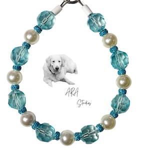 Elegant Pearl Bead Dog Necklace: Rhinestone Crystal Pet Jewelry