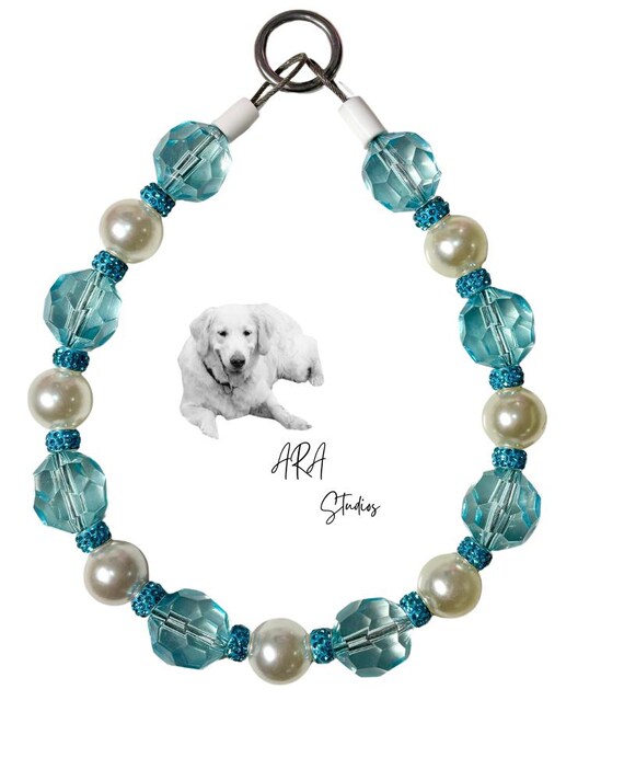Elegant Pearl Bead Dog Necklace in Many Colors W/ Pearls, Faceted