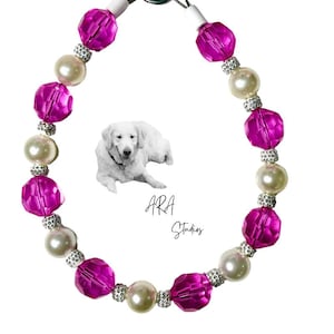 Elegant Pearl Bead Dog Necklace: Rhinestone Crystal Pet Jewelry