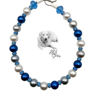 Diamond & Pearl Beaded Dog Collar: Slip-On Pet Jewelry