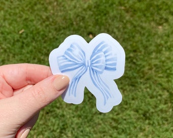 Holographic bow sticker for phone laptop decal for girl bow water bottle sticker for kindle vinyl coquette aesthetic stickers blue pattern
