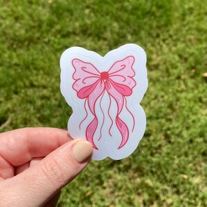 pink bow sticker for phone girly coquette aesthetic sticker for laptop sticker for kindle dainty bow decal for water bottle sticker girl bow