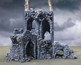 Blighted Stairway • Darkness&Desolation series by www.printablescenery.com • 3D printed modular Terrain • Tabletop RPG