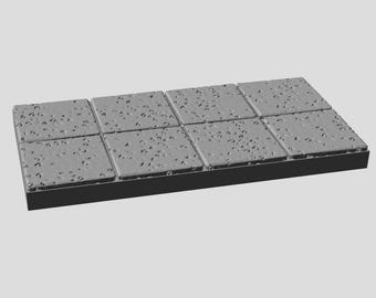 4x2 Floor pieces • 30 mm grid • Poured Concrete series of Dungeon Tiles • 3D printed modular Terrain with Magnetic Bases for Tabletop RPG