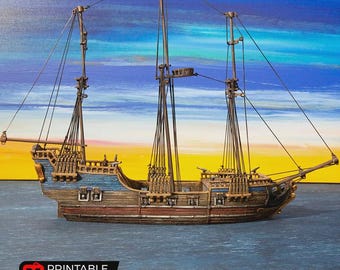 Fragata Mk2 • Série Navios Perdidos por www.printablescenery.com • Terreno impresso em 3D para seu RPG de mesa • Sangue e Saque • Pirata