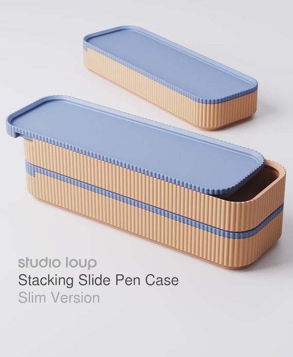 Stacking Slide Pen Case (slim version) • optionally with custom name • ca. 183x63x30 mm • 3D printed Accessories for your modern home