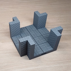 NOUVEAU DESIGN • Pièces de passage en X de large couloir 4x4 • Série de tuiles de donjon en maçonnerie • Terrain modulaire imprimé en 3D avec bases magnétiques