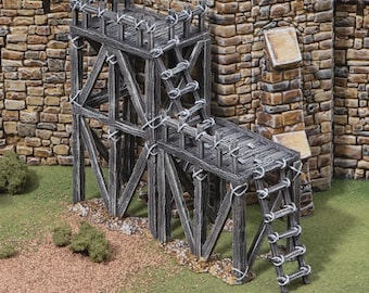 Subconjunto B de andaimes para castelo • Série Trono e Cinzas da www.printablescenery.com • Terreno modular impresso em 3D • RPG de mesa