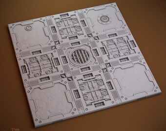 11 seções de piso Sector Fatalis 3x3 A-K • Grade de 50,8 mm • A Missão Repouso do Dragão • Terreno modular impresso em 3D para jogos de guerra • RPG de mesa