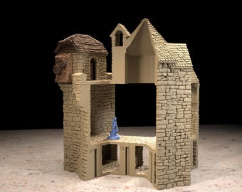 Núcleo da Fortaleza do Rei • Série Trono e Cinzas da www.printablescenery.com • Terreno modular impresso em 3D • RPG de mesa