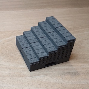 NOUVEAU DESIGN • 2 x 2 pièces d&#39;escalier • Série de tuiles de donjon en maçonnerie • Terrain modulaire imprimé en 3D avec bases magnétiques • RPG de table