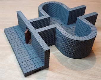 NUEVO DISEÑO • Azulejos de mazmorra • Serie Brickwork • Encuentro con los guardias, 10 piezas, listo para jugar • Terreno modular impreso en 3D para juegos de rol de mesa