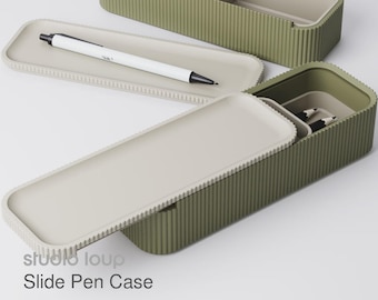 Estuche deslizante para bolígrafos impreso en 3D con separadores • opcionalmente con nombre personalizado • aprox. 183x63x70 mm • Accesorios para su hogar y oficina modernos