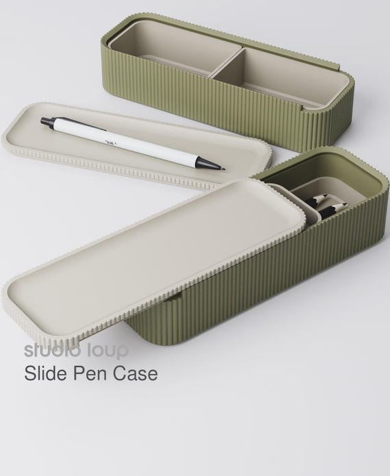 3D printed Sliding Pen Case with inserts • optionally with custom name • ca. 183x63x70 mm • Accessories for your modern home and office