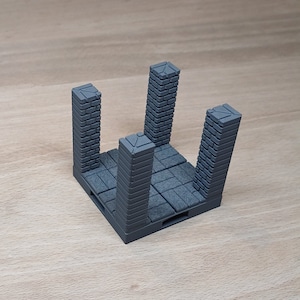 NOUVEAU DESIGN • 2 x 2 pièces à quatre colonnes • Série de tuiles de donjon en maçonnerie • Terrain modulaire imprimé en 3D avec bases magnétiques pour RPG de table