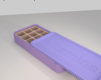 Personalised Weekly Pill Case with locking lid • optionally with your name • insert with 7/14/21 slots • ca. 178x82x30 mm