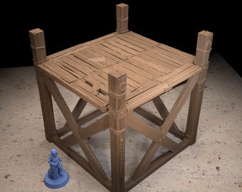 Interseção de passarelas de 100x100 de altura • www.printablescenery.com • Terreno modular impresso em 3D • RPG de mesa