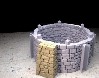 Contraforte baixo de Fort Bruce • Série Throne and Ash da www.printablescenery.com • Terreno modular impresso em 3D • RPG de mesa