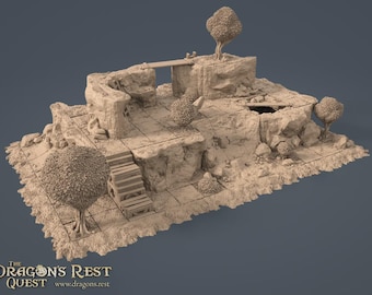 Terreno Elevado • Pacote de Aventura • Grade de 38 mm • Terreno modular impresso em 3D • RPG de mesa • Adequado para Hero Quest