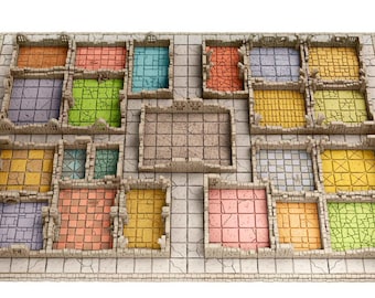 Tabuleiro de Jogo Completo • 22 Salas • Grade de 38 mm • A Missão Repouso do Dragão • Terreno modular impresso em 3D • RPG de mesa • Compatível com HeroQuest