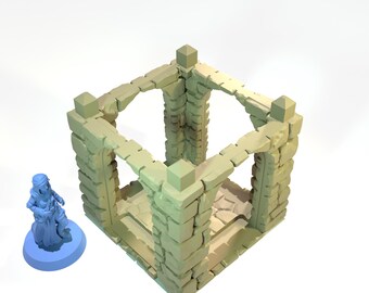 Small Square Tower Level 3 • Throne and Ash series by www.printablescenery.com • 3D printed modular Terrain • Tabletop RPG