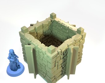 Small Square Tower Level 1 • Throne and Ash series by www.printablescenery.com • 3D printed modular Terrain • Tabletop RPG
