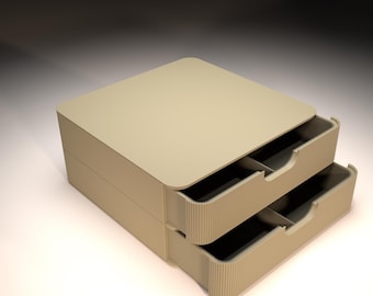 Cassetti modulari • unità gemelle • due cassetti con inserto e coperchio • ca. 250x250x120 mm • Accessori stampati in 3D per la tua casa e il tuo ufficio moderni