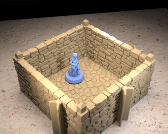 Baluarte da Praça do Forte do Duque, nível 1, com piso de pedra • Série Trono e Cinzas por www.printablescenery.com • Terreno modular impresso em 3D