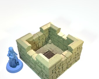 Small Square Tower Battlement • Throne and Ash series by www.printablescenery.com • 3D printed modular Terrain • Tabletop RPG