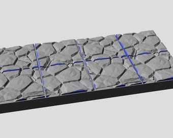 4x2 Floor pieces • 30 mm grid • Rough Fieldstone series of Dungeon Tiles • 3D printed modular Terrain w Magnetic Bases • Tabletop RPG