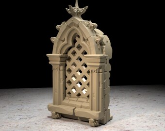 Gothic Gatehouse Window plug • Darkness and Desolation series by www.printablescenery.com • 3D printed modular Terrain • Tabletop RPG